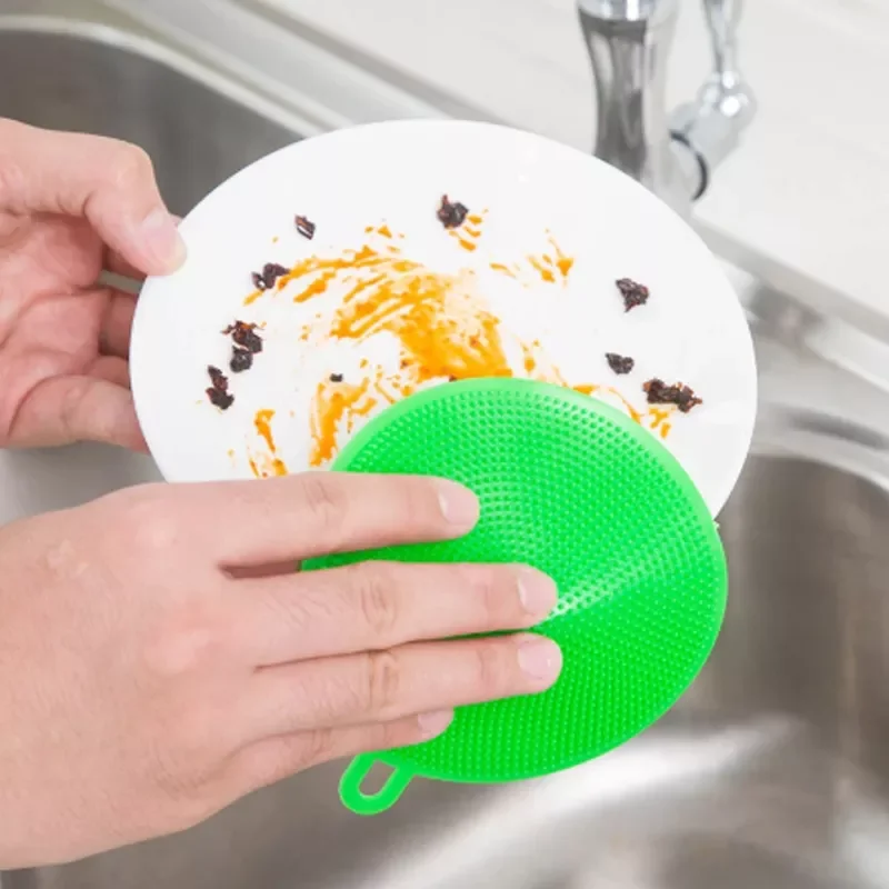 

Cleaning Brush Silicone Dishwashing Brush Fruit Vegetable Cleaning Brushes Pot Pan Sponge Scouring Pads Cleaning Tools