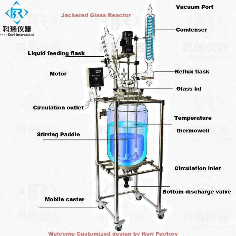 

Glass Reaction Vessels Double Layer Glass Reactor Bioreactor 20l