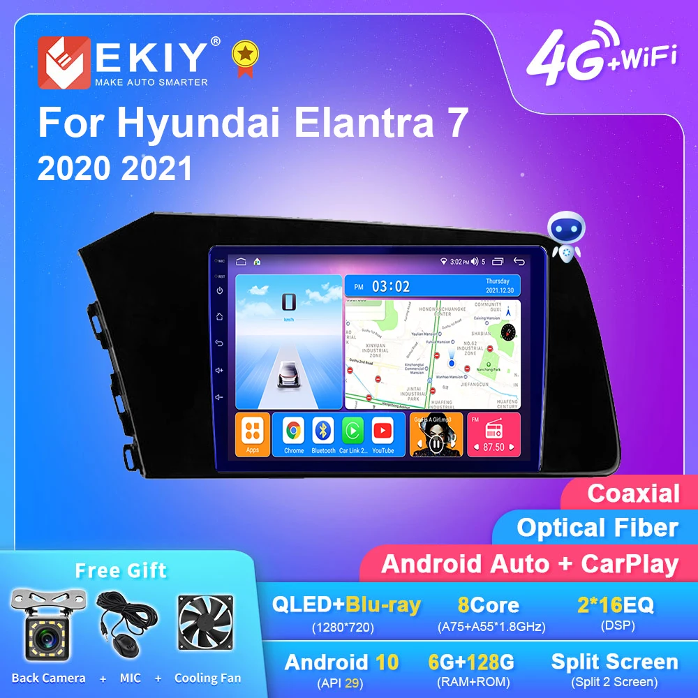 Автомагнитола EKIY T7 DSP Android 10 для Hyundai Elantra 7 2020 2021 мультимедийный плеер стерео GPS