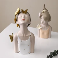 nordic butterfly girl sculpture statues for decor resin crafts modern home decoration living room table decor girl birthday gift