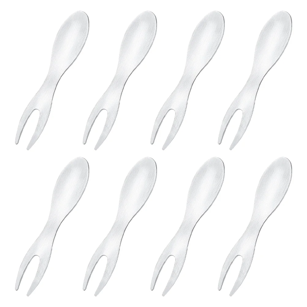 

8pcs Stainless Steel Forks Two-tine Fruit Forks Barbecue Forks Corn Forks