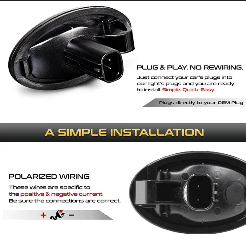 2 шт. динамический янтарный светодиодный боковой габаритный указатель поворота