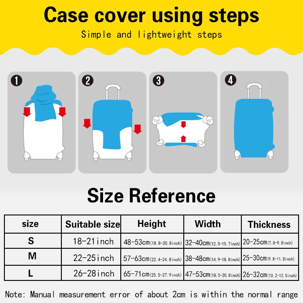 Luggage Cover Suitcase Protector Suitcase Pure Color Thicker Elastic Dust Cover To 18-28 Inch Trolley Case Travel Accessories