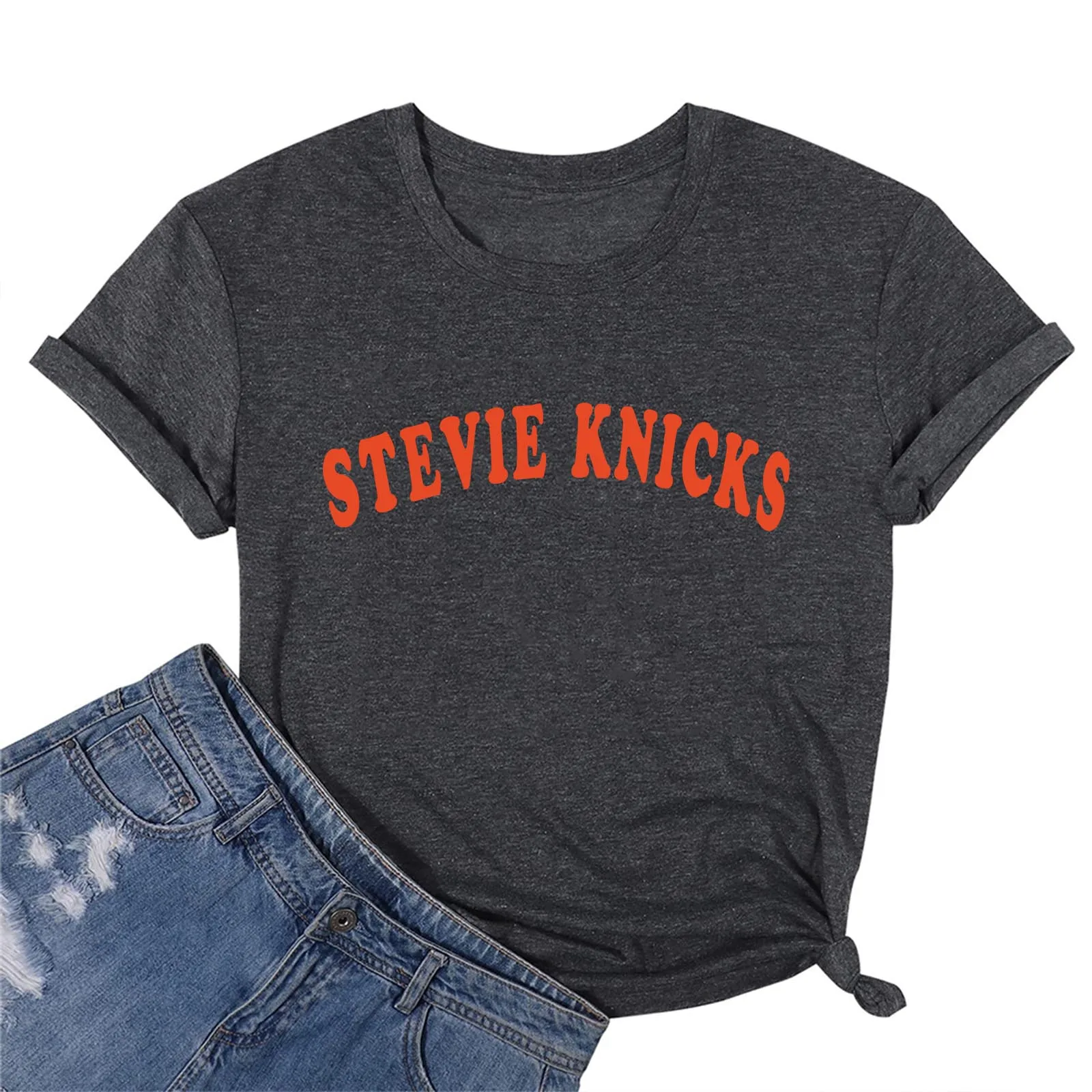 Фото Футболка Stevie Knicks, женская повседневная рубашка с коротким рукавом и круглым вырезом в стиле Харадзюку, подарок №4
