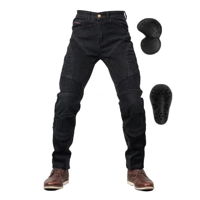 Весенне-летние дышащие мотоциклетные штаны HZYEYO для езды на мотоцикле джинсы с