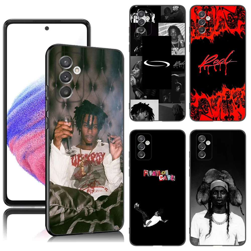 Чехол для телефона P-Playboi C-Carti Rapper Samsung S24 23 22 30 21 10 9 Ultra Plus Lite FE 5G черный мягкий чехол