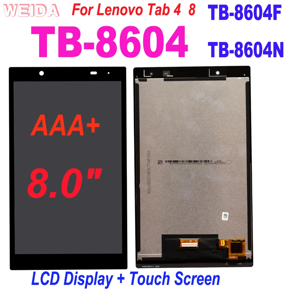 

100% протестированный 8,0 "Сменный ЖК-дисплей для Lenovo Tab 4 8 TB-8604 TB-8604F TB-8604N, ЖК-дисплей с сенсорным экраном и дигитайзером в сборе