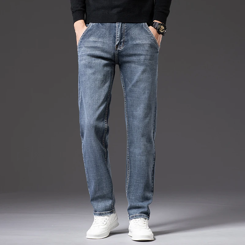2024 классические мужские Стрейчевые джинсы стандартного кроя деловые модные