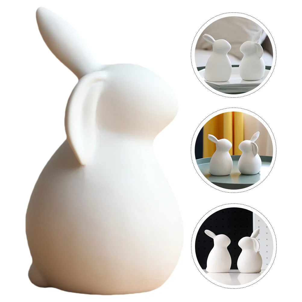 

Rabbit Bunny Easter Ceramic Figurine Figurines Decor Ornament Statue White Decorations Home Sculpture Figure Porcelain Miniature