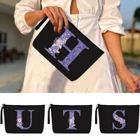 women outdoor travel storage bags toiletries organizer fashion cute purple flower print cosmetic bag portable make up cases