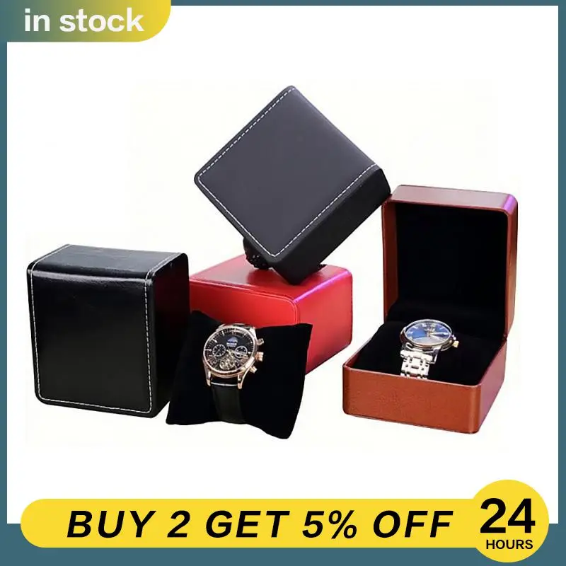 

Bracelet Holder Box Gift Oackaging High Quality High-end Pu Watch Case Solid Color Watch Display Jewellery Organizer Retro Style