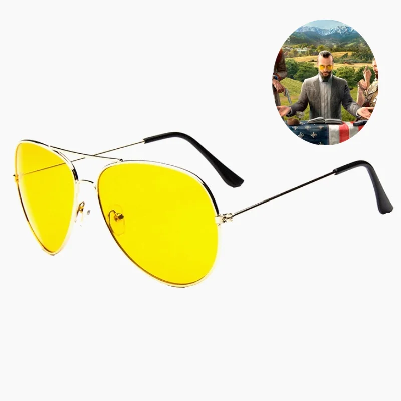 Game FAR CRY 5 Cosplay Prop Sunglasses Metrosexual Man Joseph Seed Yellow EyeWear Glasses Accessories