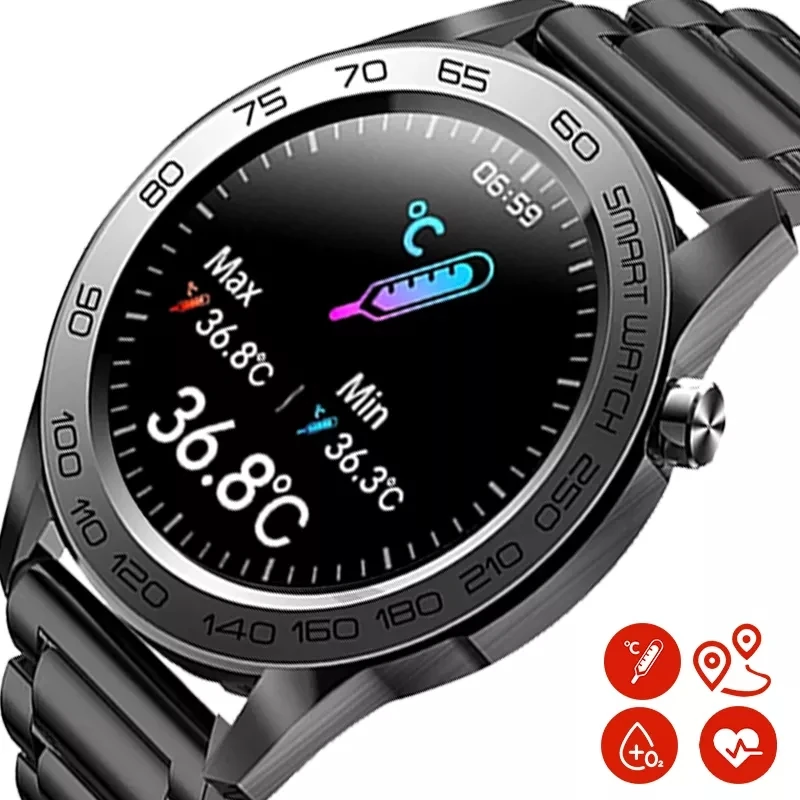 

For Samsung Xiaomi Huawei Smart Watch Men Recording Sport Fitness Tracker Full Touch Temperature Monitor Heart Rate Smartwatch