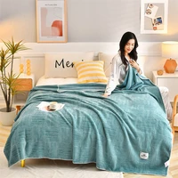 hand hemmed solid thicken blankets for beds waffle plaid car nap couch sofa throw blanket soft home bed cover sheet bedspreads