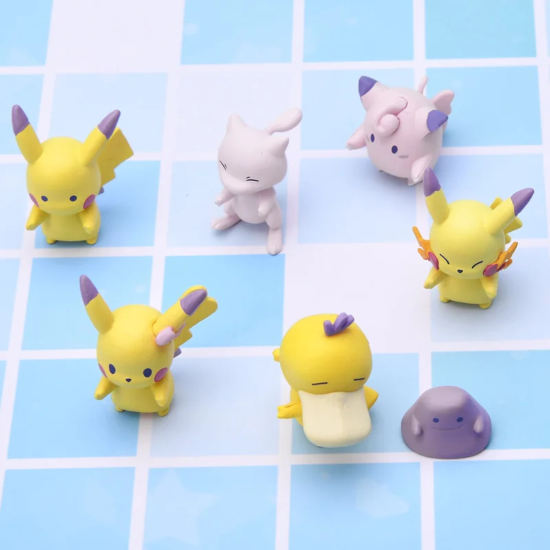 

BANDAI Original Anime Pokemon 6 Styles Gacha Pikachu Ditto Psyduck Mew Clefairy Kawaii Model Action Toy Figures Gift