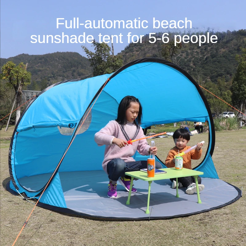 

Tent 5-6 People Quick Automatic Opening Beach Sunshade Tent Foldable Outdoor Couple Park Camp Picnic Tent Beach Cushion Awning