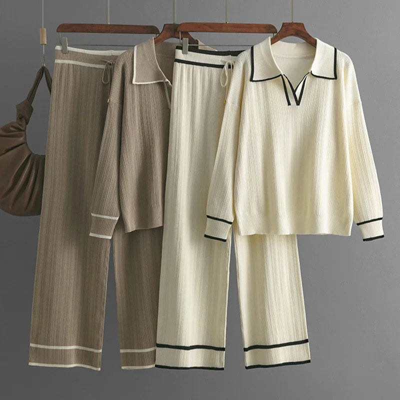 Костюм спортивный женский трикотажный из Свитера и прямых брюк