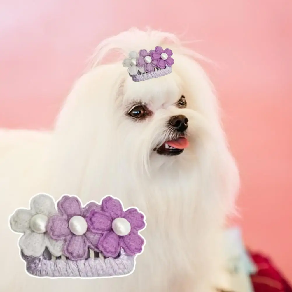 

Excellent Pet Barrettes Mini Rust-proof Adorable Hairpin with Little Floral Decoration Puppy Hairpin Dog Hair Clip