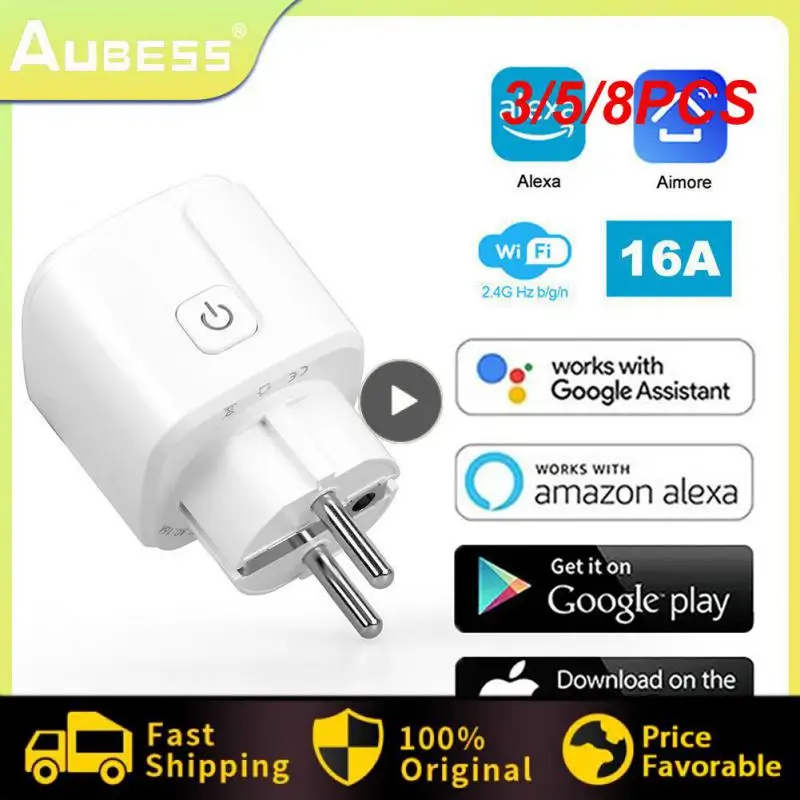 

3/5/8PCS Smart Socket Aimore App Control Wireless Socket 16a Timing Wifi Eu Plug Smart Wireless Outlet