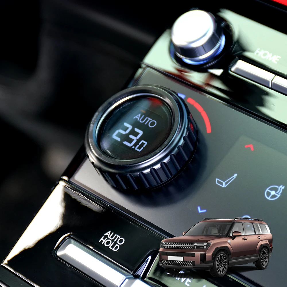 Фото 2 шт. для Hyundai Santa Fe MX5 2024 2025 LHD RHD, алюминиевые черные накладки на кольца ручек управления кондиционером №2
