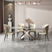 glossy rock slab dining table modern minimalist light luxury high end combination of high end rectangular dining table