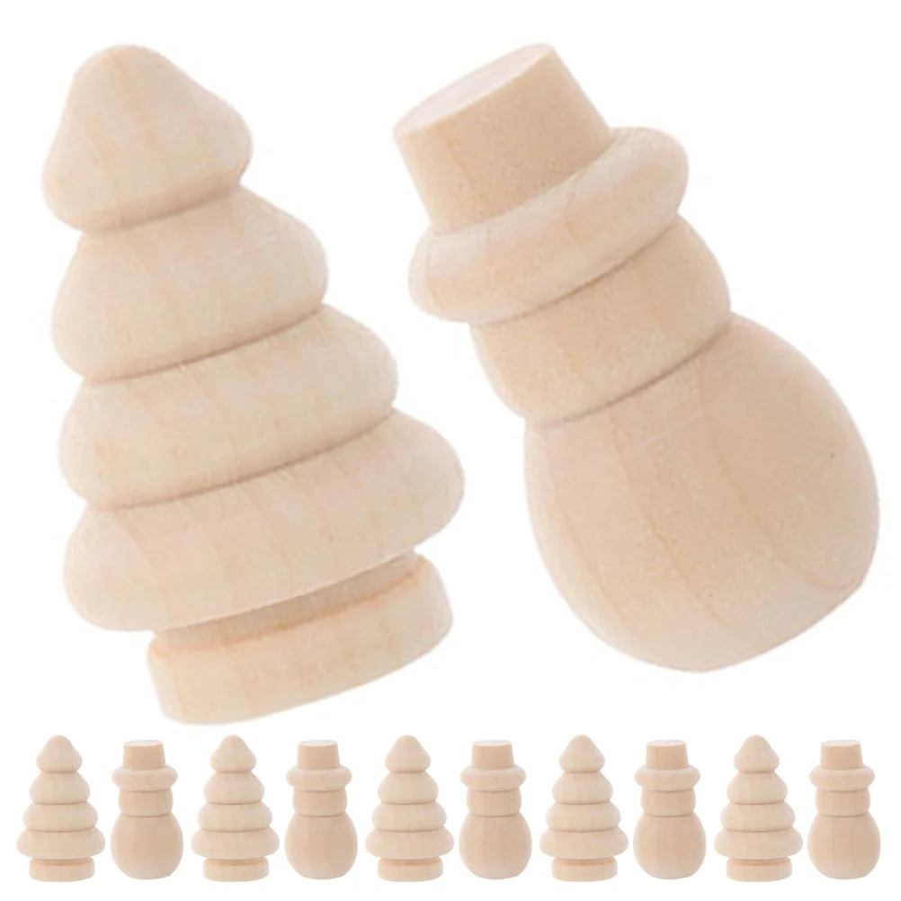 

20 Pcs DIY Ornaments Wooden Blank Xmas Tree Snowman Crafts Painted Toy Table Top Christmas Desktop Decor Manual Shape
