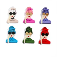 summer acrylic material cartoon girl wearing glasses brooches cartoon figure brooches lapel female badges bag party jewelry gift