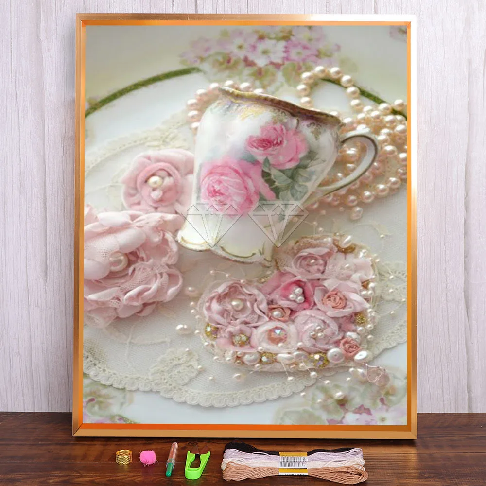 

Landscape Flower Eiffel Tower Rose Printed 11CT Cross-Stitch DIY Embroidery Full Kit DMC Threads Needlework Hobby Wholesale