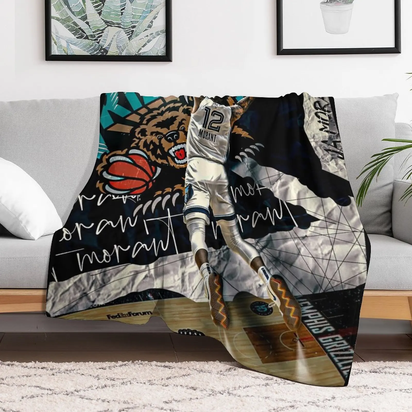 Одеяло Ja Morant 12 плакаторизованное Dunk тяжелые декоративные кровати клетчатые
