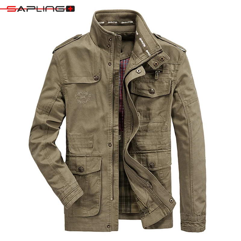 

Military Jacket Men Spring Autumn New Cotton Outdoor Multi-pocket Mens Jackets Coat Casual Male Chaqueta hombre Plus Size M-7XL