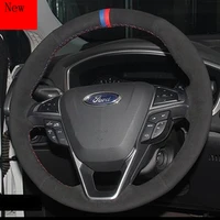hand stitched leather suede car steering wheel cover for ford ranger everest edge explorer escort territory accessories