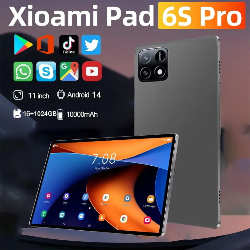 2024 оригинальная глобальная версия Pad 6S Pro HD 4K Android 14 Snapdragon 888 11 дюймов 16 ГБ + 1 ТБ 10000