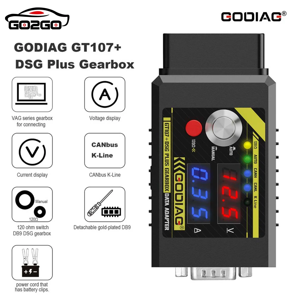 Адаптер данных коробки передач GODIAG GT107+ DSG Plus с дисплеем напряжения и тока для DQ250