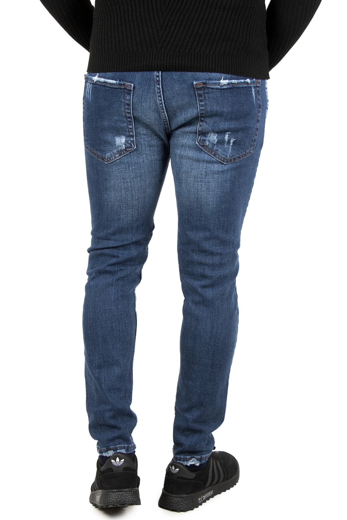 DeepSEA Taşlamalı Yırtıklı Laser Cut Slim Fit Men 'S Jeans Pants 2200101