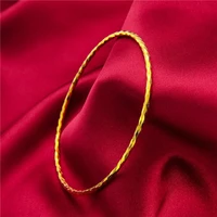 1 pieces thin bangle unopen yellow gold filled classic style womens bangle bracelet dia 60mm fashion gift