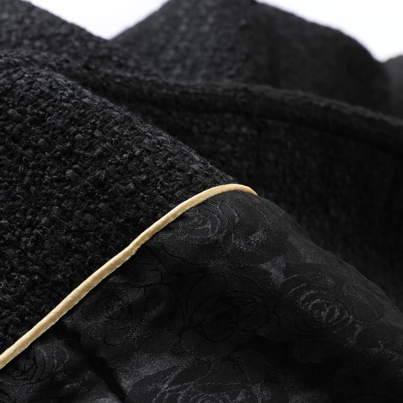 Классическая твидовая куртка на шести пуговицах черно-белая Смешанная шерстяная