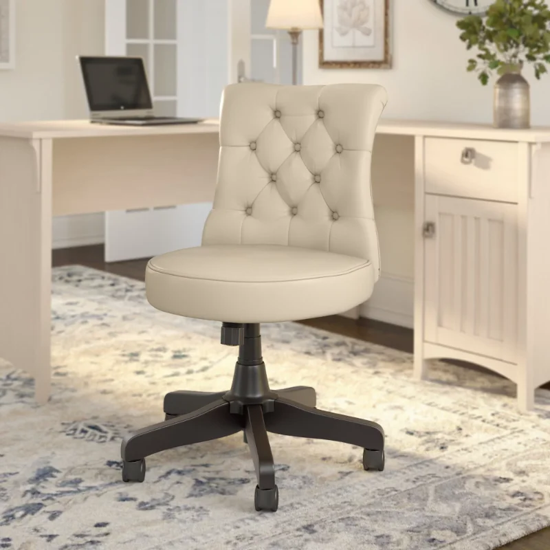 

Bush Furniture Cabot Mid Back Tufted Office Chair in Antique White Leather