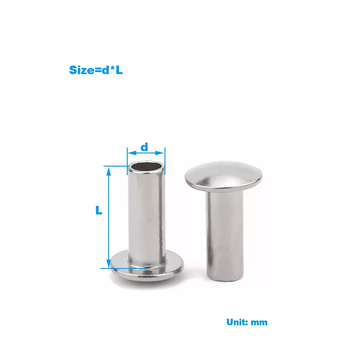 

Полые заклепки из нержавеющей стали 304/полые заклепки с плоской круглой головкой M2M2.5M3M4M5M6