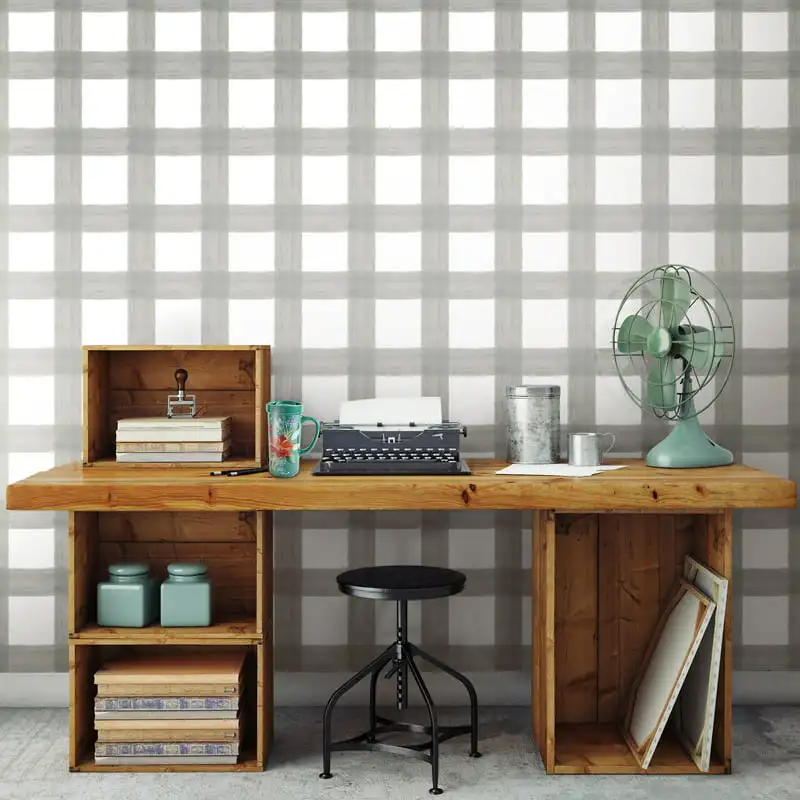 

Charming Check Peel and Stick Wallpaper, 18" x 18.86'