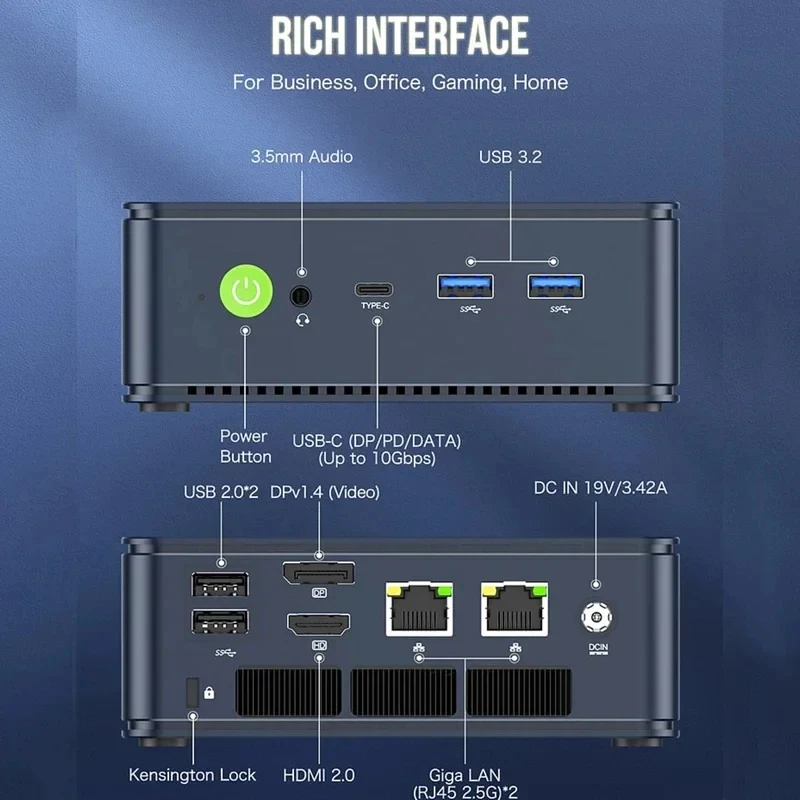 Мини-ПК GMKtec M5 Plus Ryzen 7 5825U Windows 11 Pro DDR4 SO-DIMM NVMe M.2 SSD WiFi6E BT5.2
