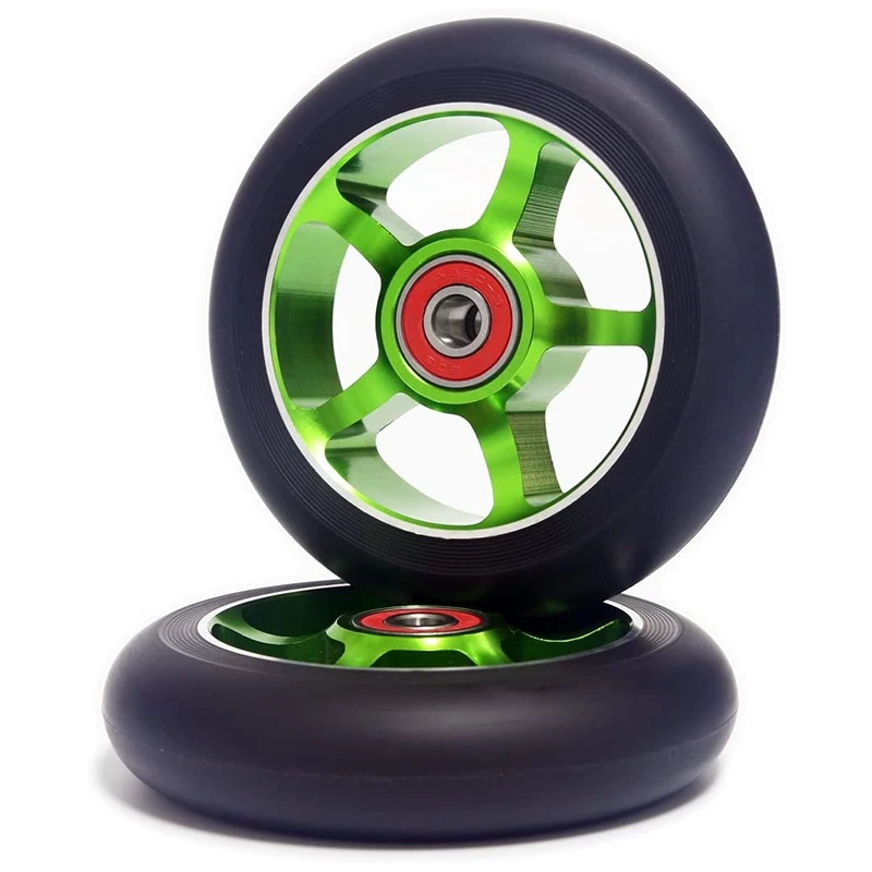 2Pcs 100mm Scooter Replacement Wheels with Bearings Aluminum