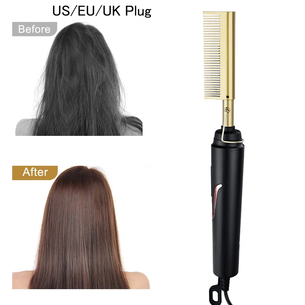 Fast Modeling Electric Copper Comb Hair Straightening Comb with Anti-Scald Shell Natural Hair Straight for Man Women