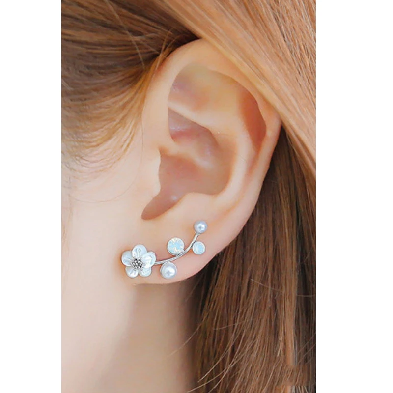 

Flower Stud Earring for Women Ear Climber Birthday Gift Statement Metal Fashion Jewelry