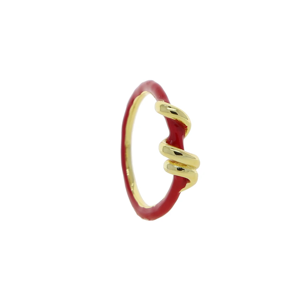 

Simple Style Enamel Ring Paved with Gold Color Wrap Wire Fashion Wed Engage Ring for Women