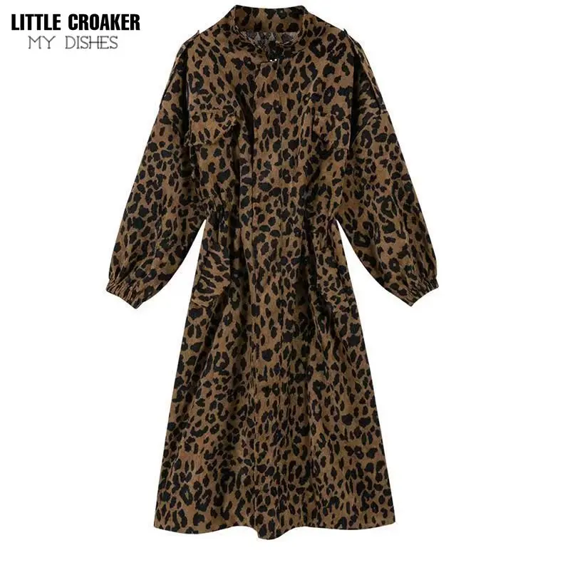 

Winter Long Warm Thick Fluffy Faux Fur Trench Coat Women Leopard Print Runway Loose Luxury Designer Clothing Women 2022