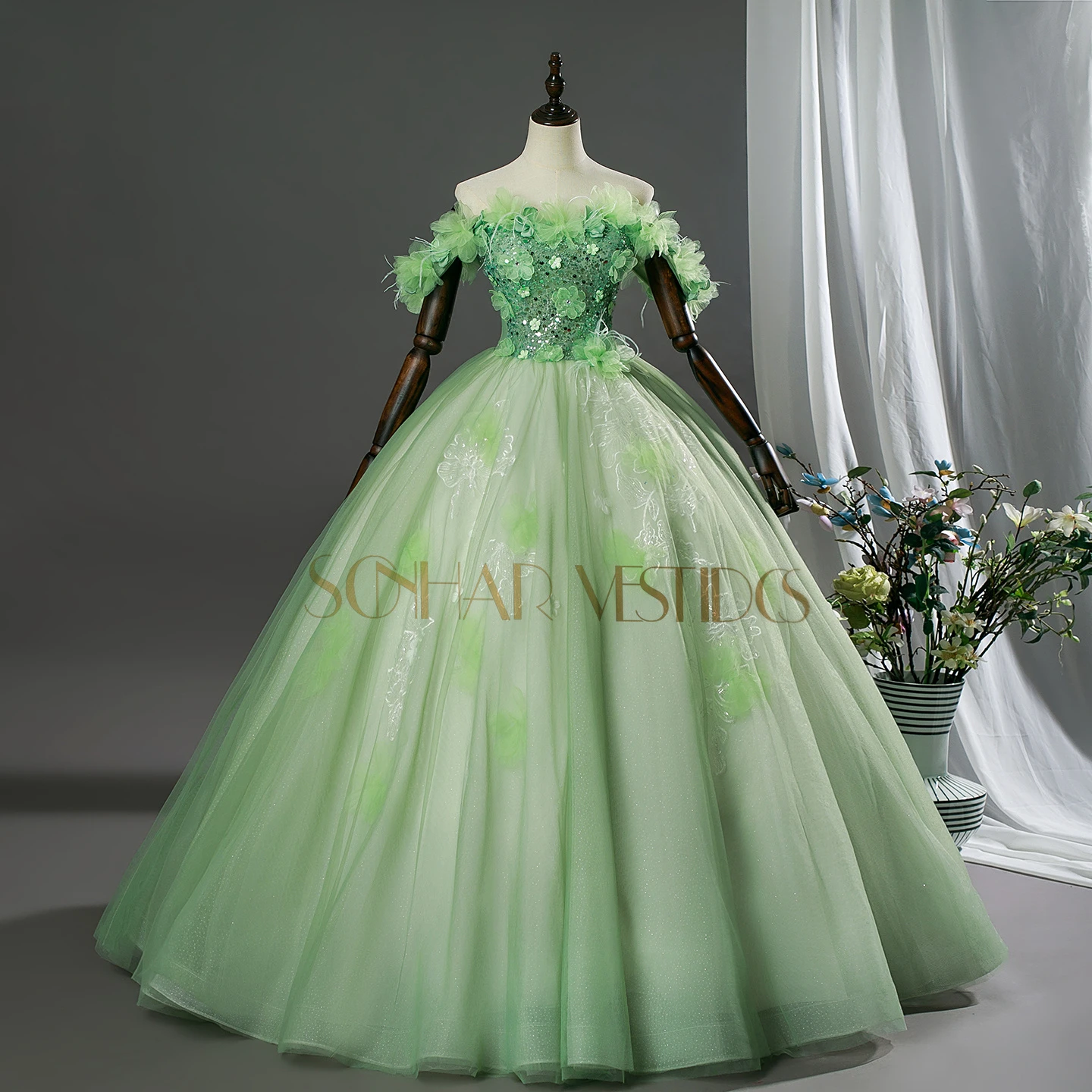 Платье Sonhar Vestidos Green Party для 15-летия, выпускного бала, нарядное, на заказ, для девочки 15 лет, 2026 (art.: 3920dbc2eb9c4) - 3920dbc2eb9c4