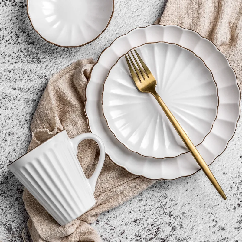 

Тарелка, тарелка, домашняя креативная керамическая посуда в скандинавском стиле, набор тарелок для стейка, миска для риса