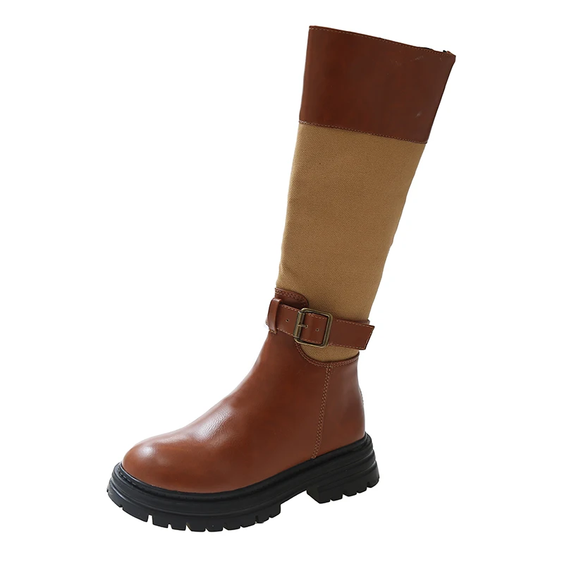 

2022 новая Корейская версия нишевого дизайна в стиле ретро цвет Женская пряжка с ремешком рыцарские сапоги женские универсальные