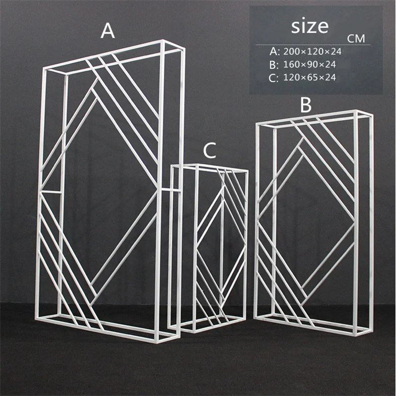 

Wedding Arch Backdrop Props Wrought Iron Geometric Square Frame Party Stage Screen Creative Background Stand