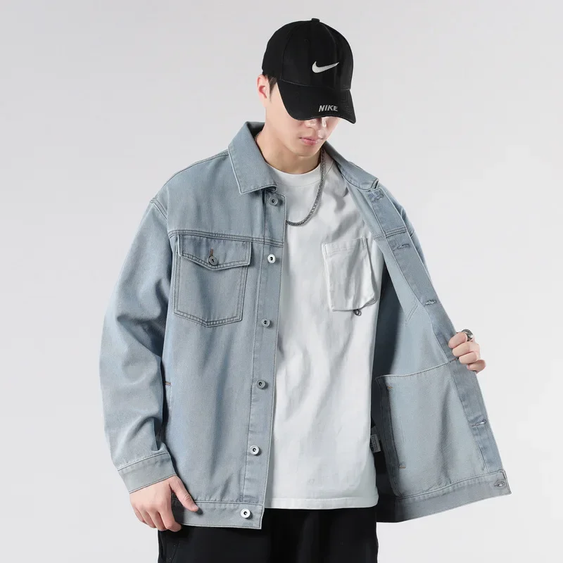 Винтажная джинсовая куртка в американском стиле для мужчин свободная посадка